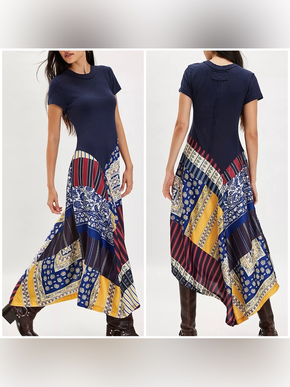 NWOT Free People We the Free Tied And True Midi Dress - Primary Combo - XS *IR*